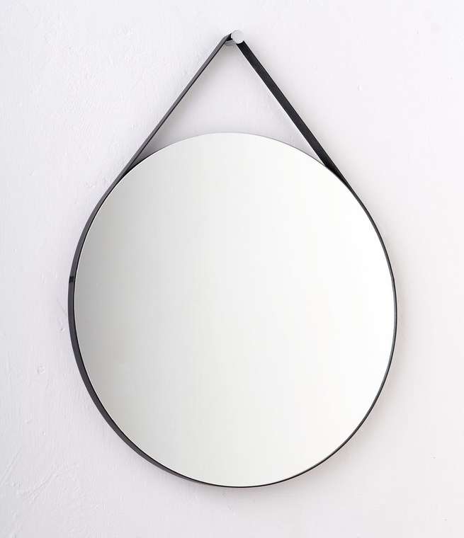 Круглое настенное зеркало диаметр 53 на ремне