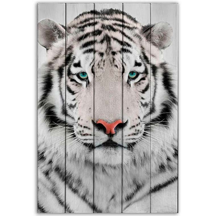 Картина на дереве Белый тигр 40х60 см