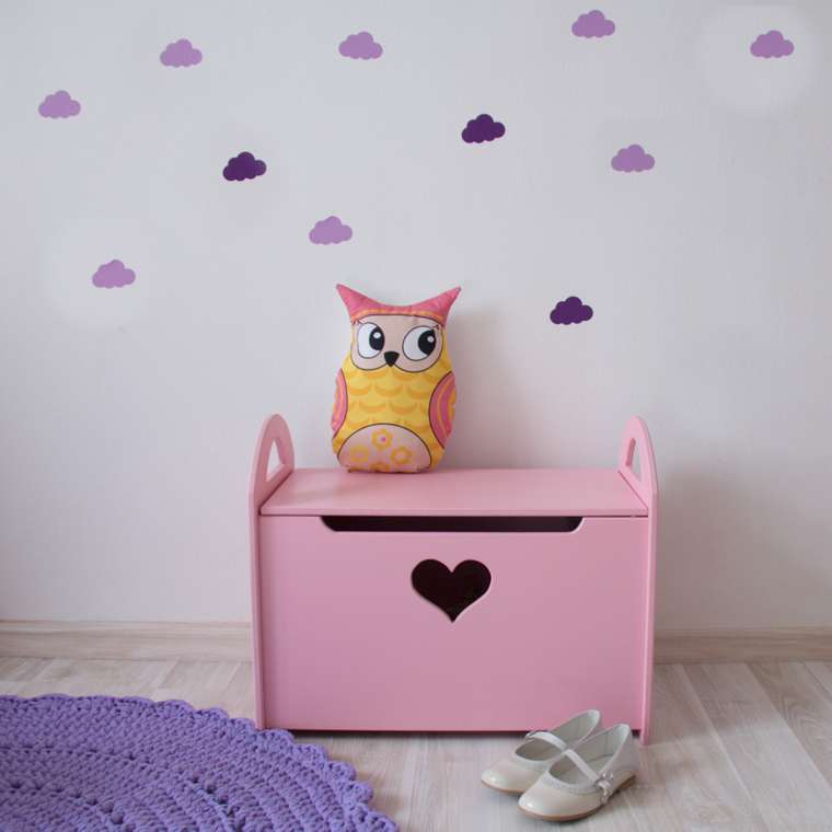 Детский сундук для игрушек розовый с сердечком