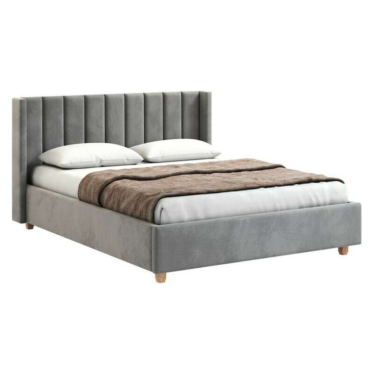 Кровать с мягким изголовьем Венера-9 160х200 серого цвета с подъемным механизмом