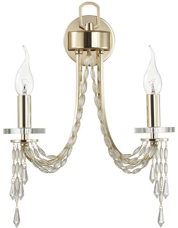 Бра Odeon Light Capel 5063/2W золото/прозрачный/металл/хрусталь E14 2*40W подсвечник с подвесками
