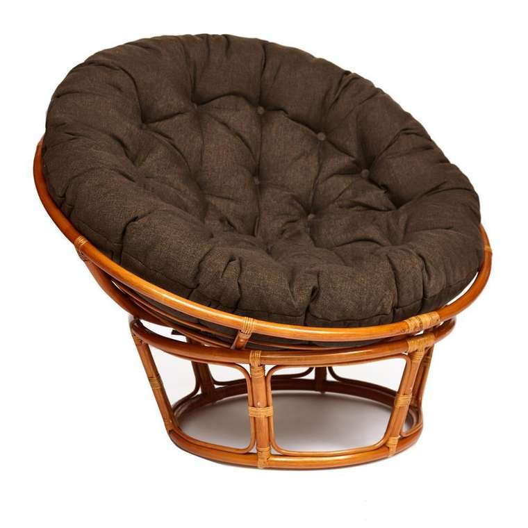 Кресло Papasan темно-бежевого цвета с коричневой подушкой