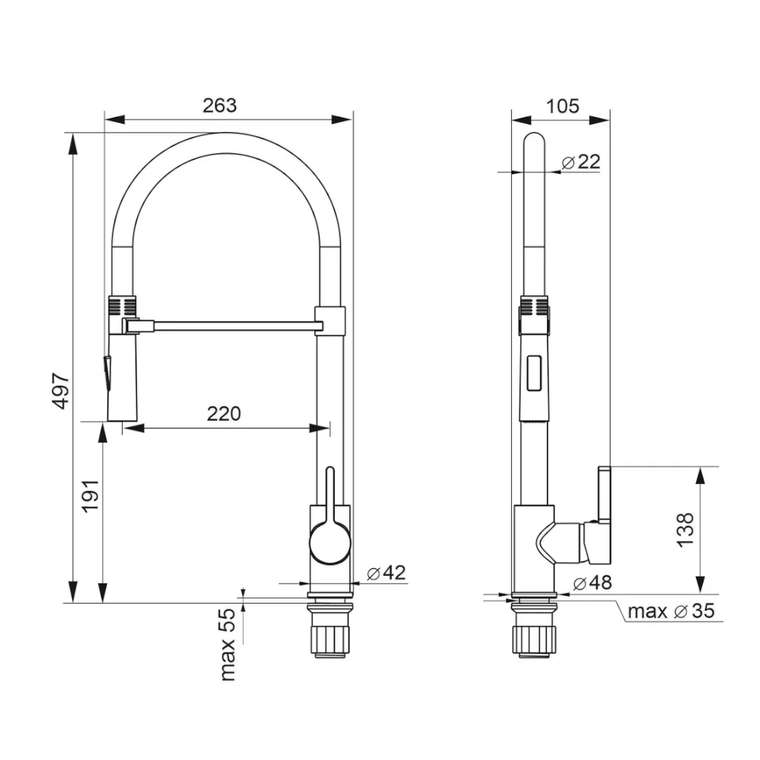 Cмеситель ULGRAN Quartz UQ-024-08, космос