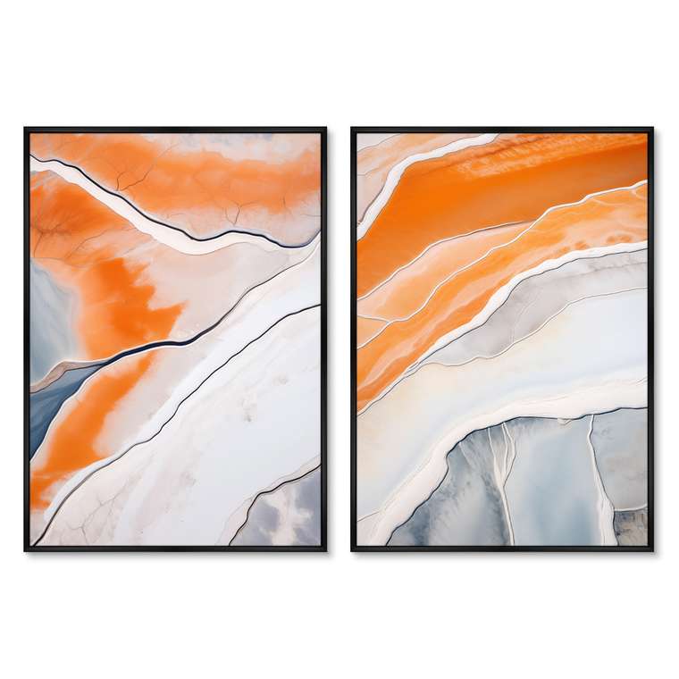 Набор из двух репродукций картин Salt lakes, grey and orange, 2024г.