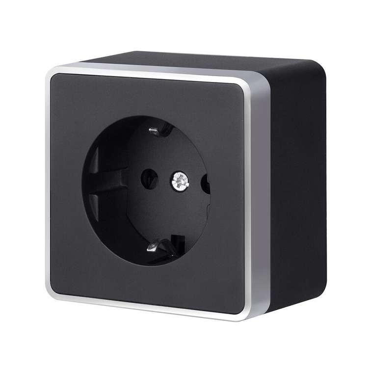 Розетка с заземлением Gallant черный с серебром W5071034 W5071034 Накладные механизмы Gallant черный с серебром
