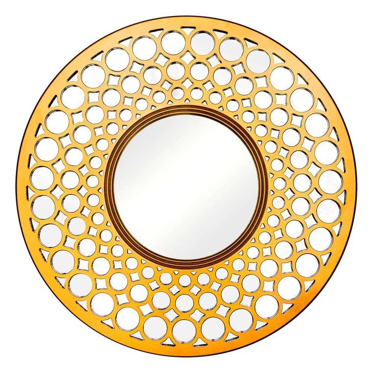 Зеркало настенное Round золотого цвета
