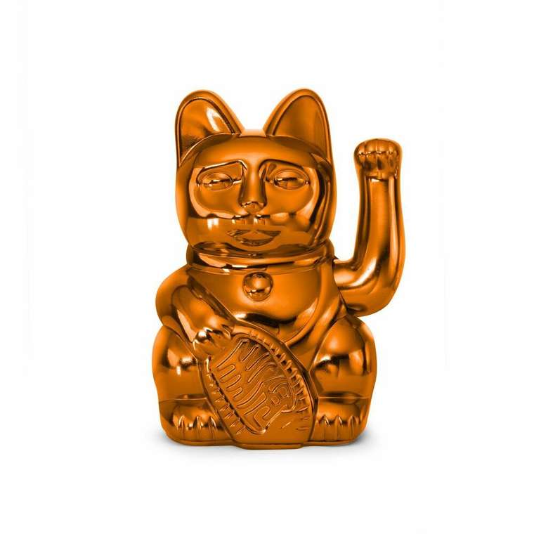 Декоративная фигурка-статуэтка Lucky Cat M ярко-медного цвета