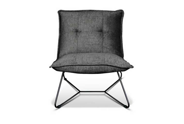 Кресло Чарли темно-серого цвета с металлическим каркасом 