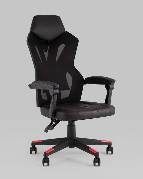 Кресло спортивное Top Chairs Айронхайд черного цвета с красными вставками