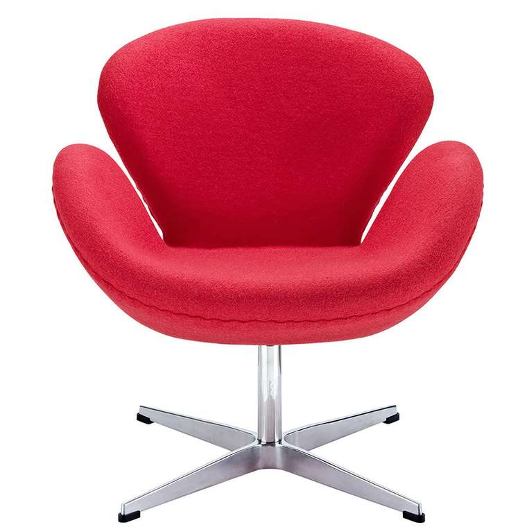  Кресло Arne Jacobsen Style Swan Chair красная шерсть