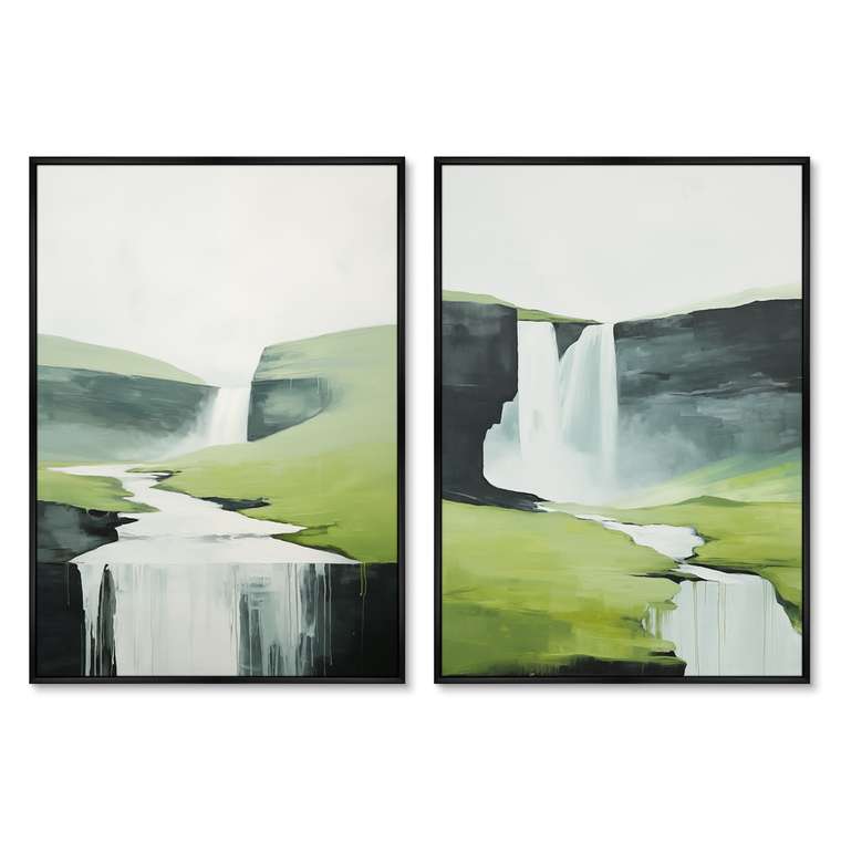 Набор из двух репродукций картин Landscape collection, Milky rivers, 2024г.