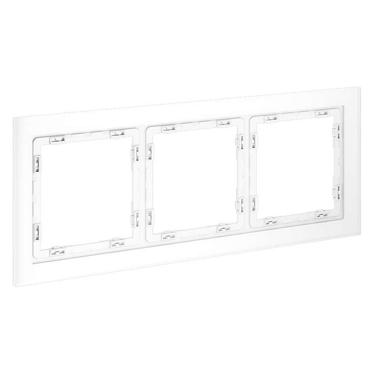 Рамка стеклянная VOLTUM S70 на 3 поста, (белый,матовый,стекло)