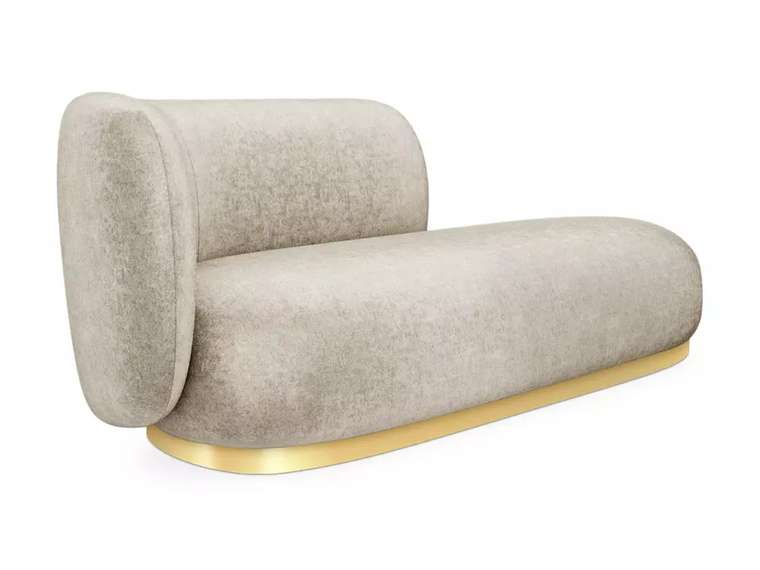 Кушетка-диван Lucca бежевого цвета с металлической лентой золотого цвета левая