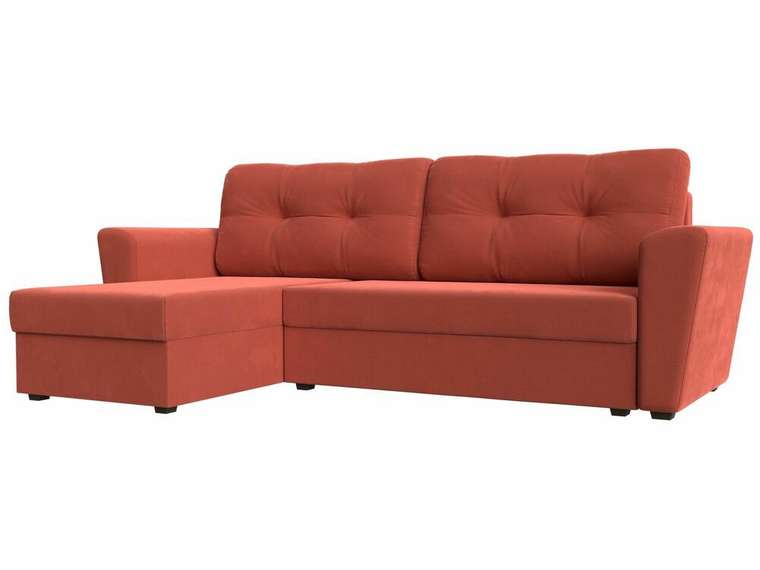 Угловой диван-кровать Амстердам лайт кораллового цвета левый угол