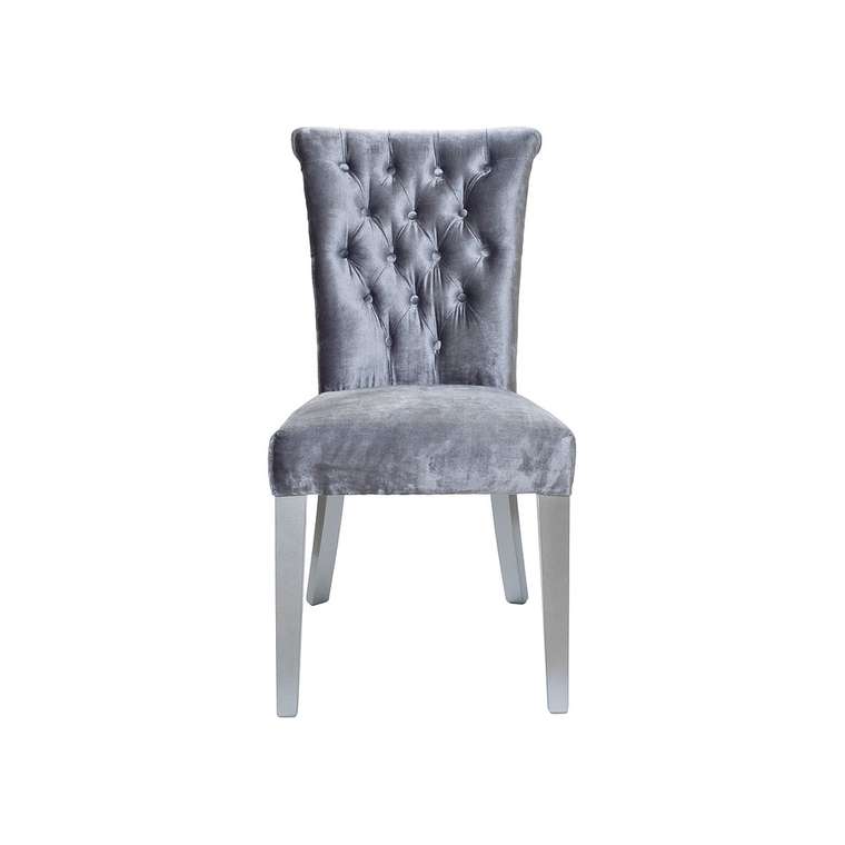 стул с мягкой обивкой бархатный серый  