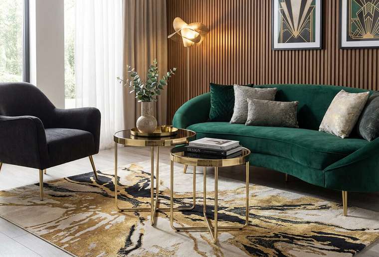 Набор из двух журнальных столов Saga черно-золотого цвета