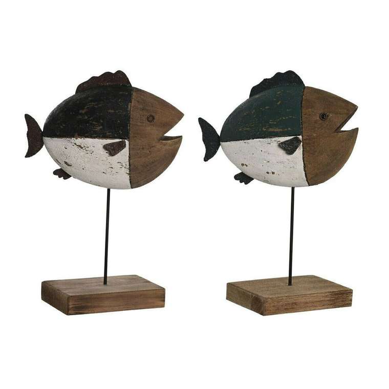 Декоративная фигура Разноцветный Натуральный Рыба 18 x 8 x 26 cm (2 штук)
