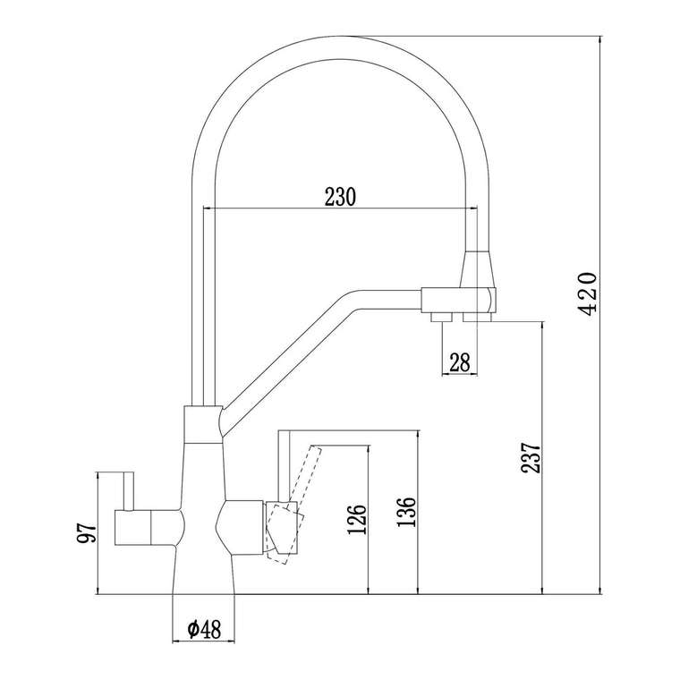 Смеситель для кухни с подключением фильтра воды Fmark FS0662-XH01, черный