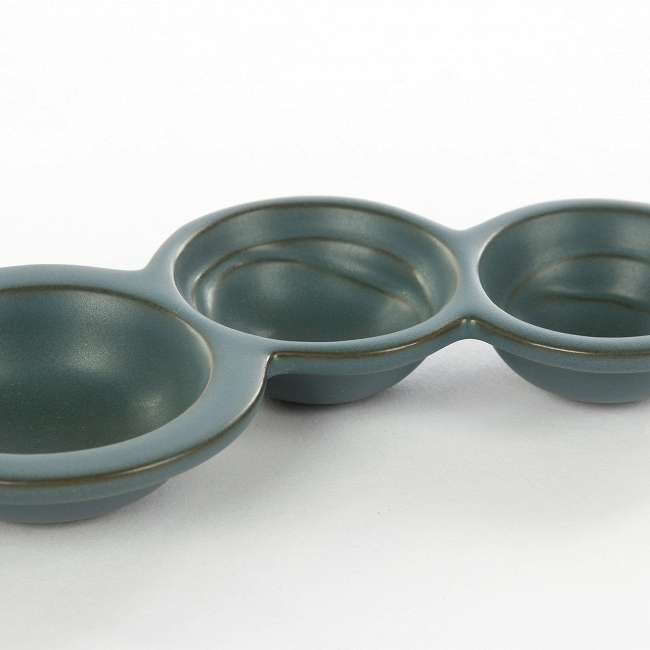 Глиняная четырехсекционная тарелка  для соуса Isamu синего цвета 