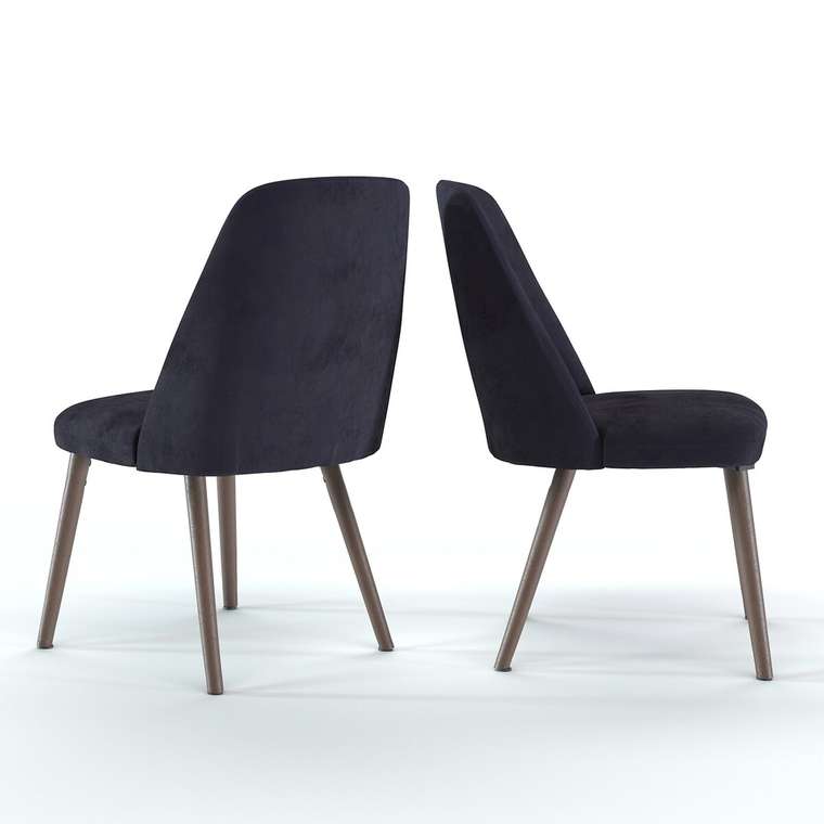 Комплект стульев из велюра и орехового дерева Watford черного цвета