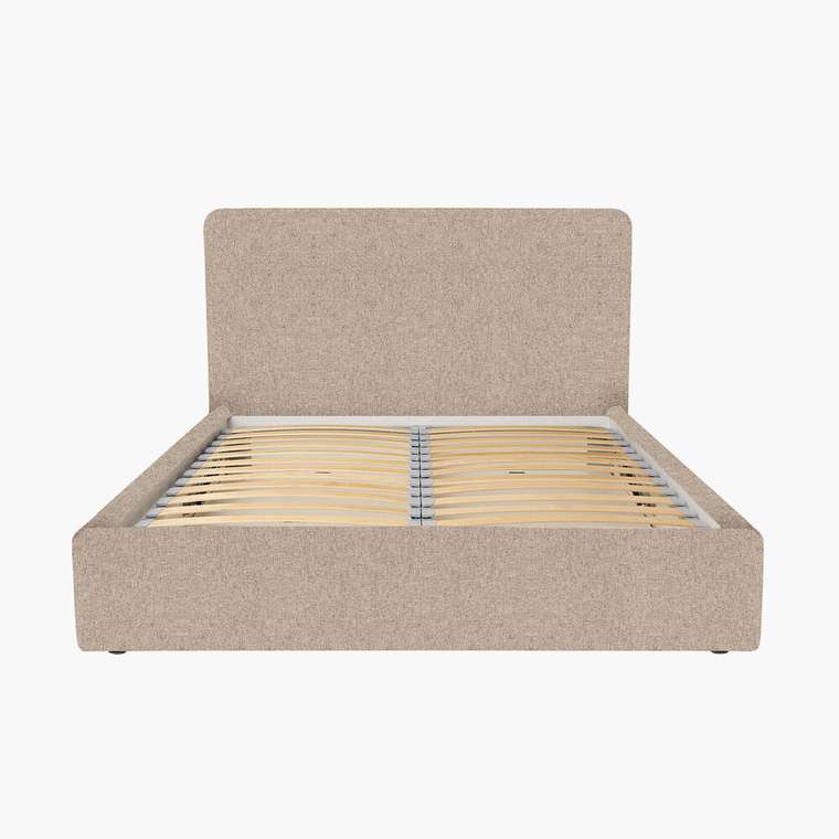 Кровать Cozy 200х200 бежевого цвета в обивке из рогожки с подъёмным механизмом