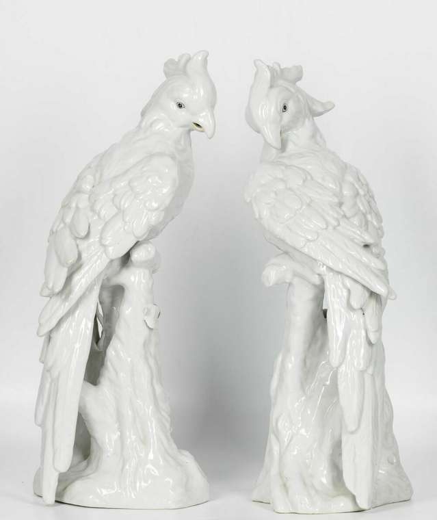 Набор из двух статуэток Попугаи белого цвета