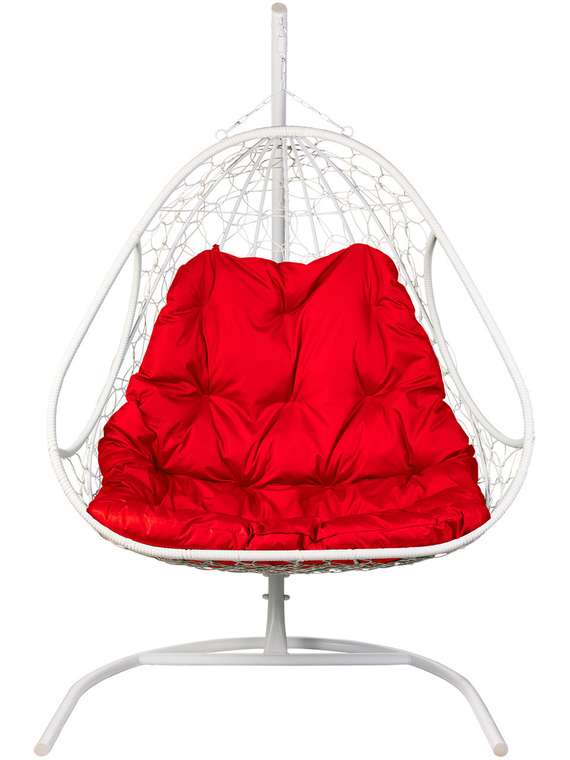 Двойное подвесное кресло Primavera бело-красного цвета