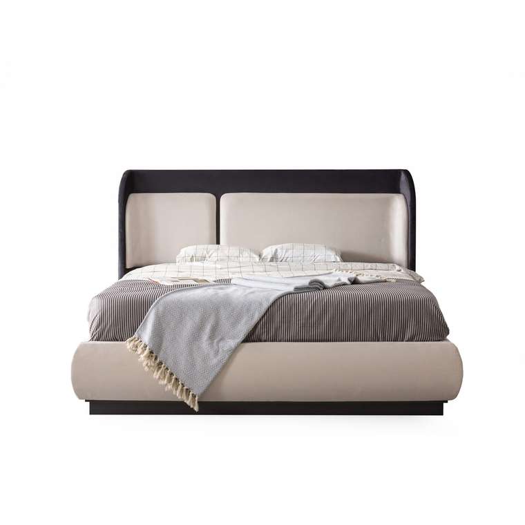 Кровать Милан 160х200 светло-бежевого цвета без подъемного механизма