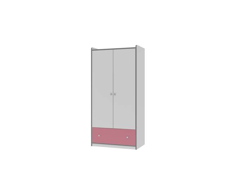 Шкаф детский Дельта Сильвер бело-розового цвета