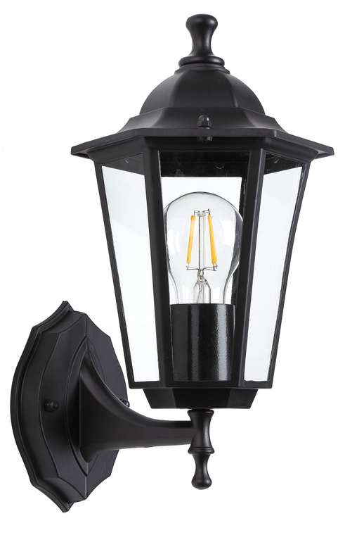 Уличный настенный светильник ЭРА Веледа GBW-104-BL-0360 230В Е27 IP54 чёрный вверх Б0071476