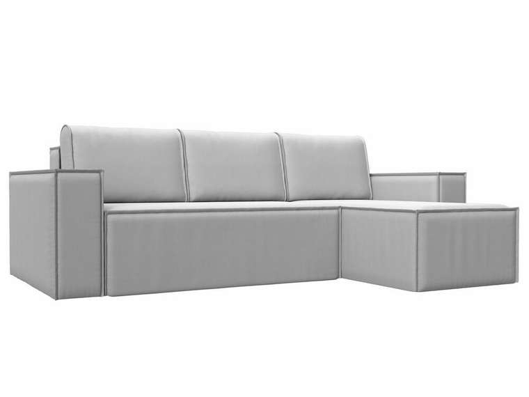 Угловой диван-кровать Куба белого цвета (экокожа) правый угол