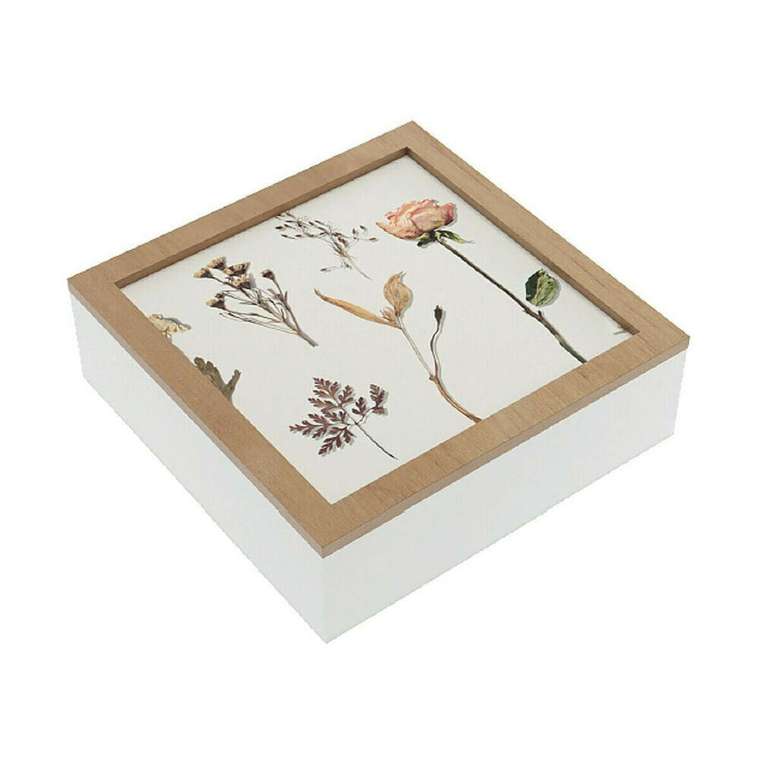 Декоративная коробка Цветы Деревянный MDF 24 x 7 x 24 cm