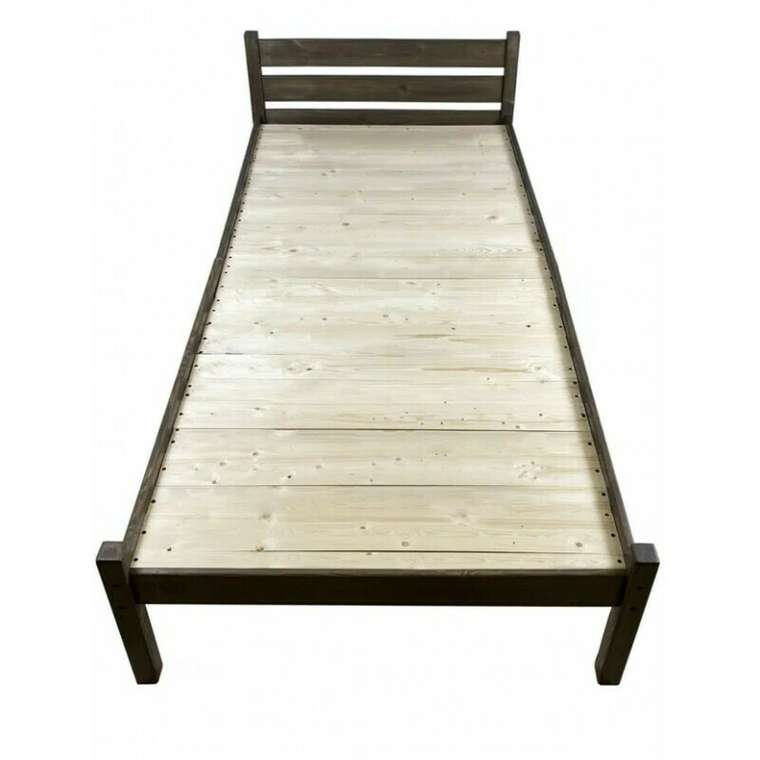 Кровать односпальная Классика Компакт сосновая со сплошным основанием 90х200 цвета венге