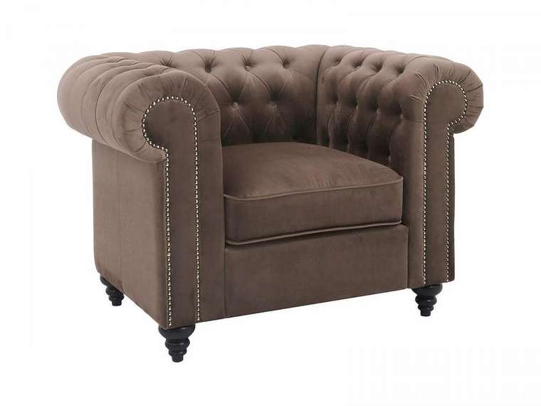Кресло Chester Classic коричневого цвета с черными ножками 
