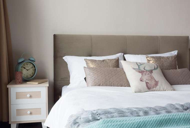 Кровать "Queen Anna" бежево-серая 160х200 см