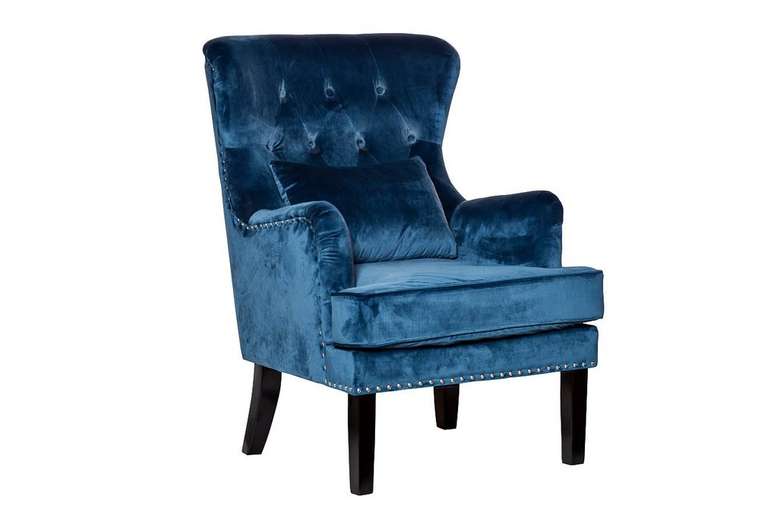 Кресло велюровое синее (с подушкой)
