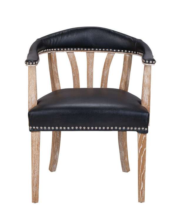 Стул с подлокотником Tanner black leather черного цвета