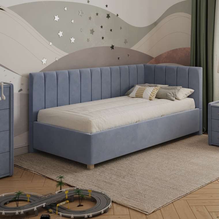 Кровать Помпиду 90х200 серого цвета без подъемного механизма