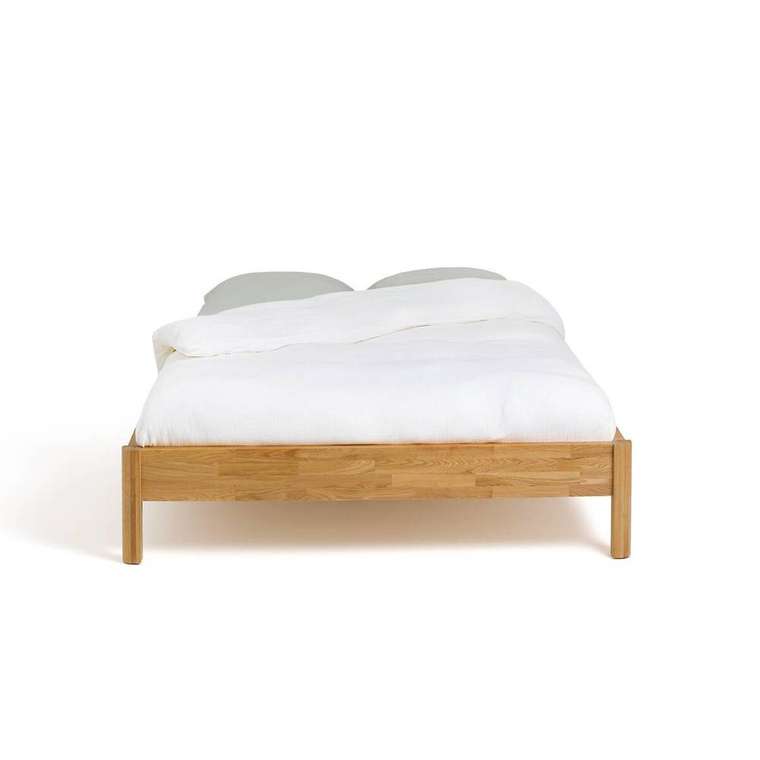 Кровать из массива дуба без сетки Zulda 160х200 бежевого цвета