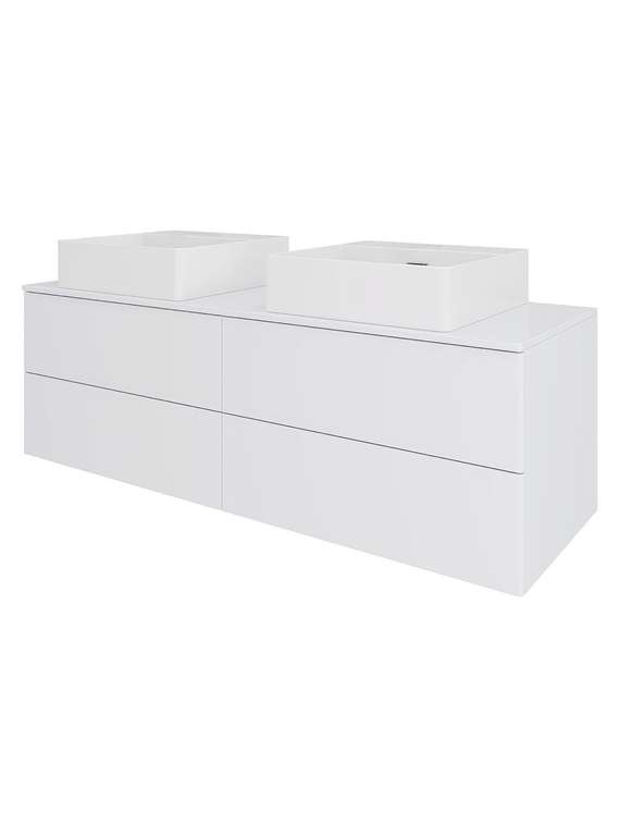 Подвесная тумба с двумя раковинами Orange Отто Ot-130TuMDF+B04-405W белого цвета