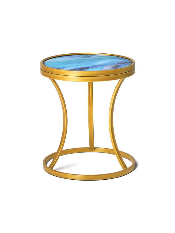 Кофейный столик Martini золотисто-голубого цвета
