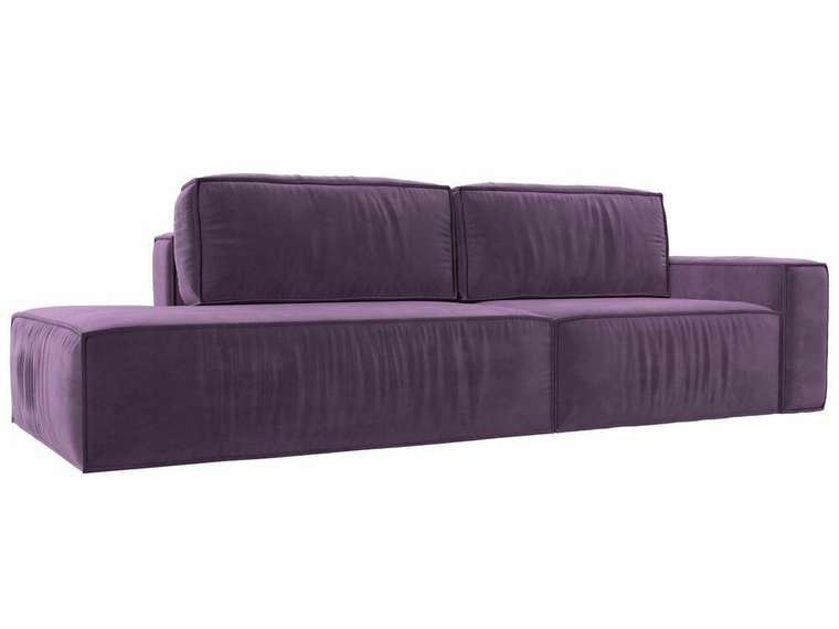 Прямой диван-кровать Прага модерн сиреневого цвета подлокотник справа