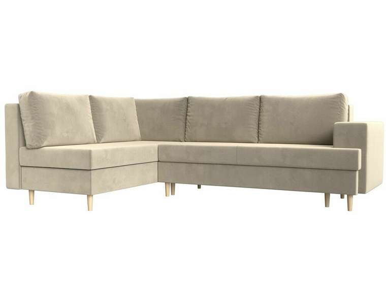 Угловой диван-кровать Сильвана бежевого цвета левый угол