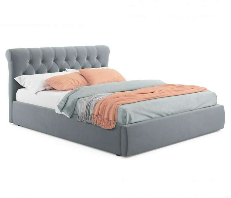 Кровать Ameli 140х200 серого цвета с подъемным механизмом и матрасом Гост