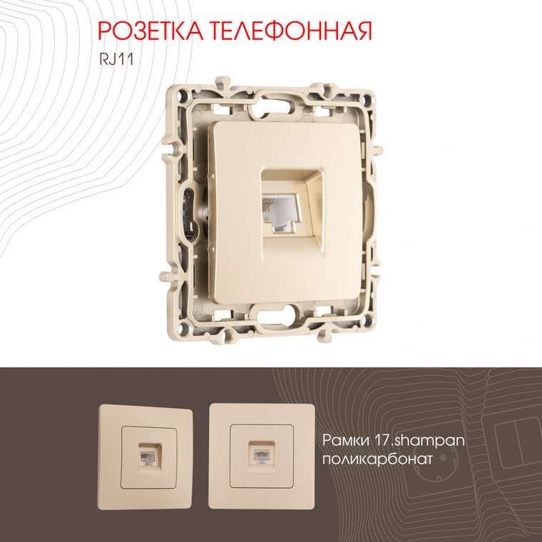 Розетка 217.51-1.shampan (пластик, цвет шампань)