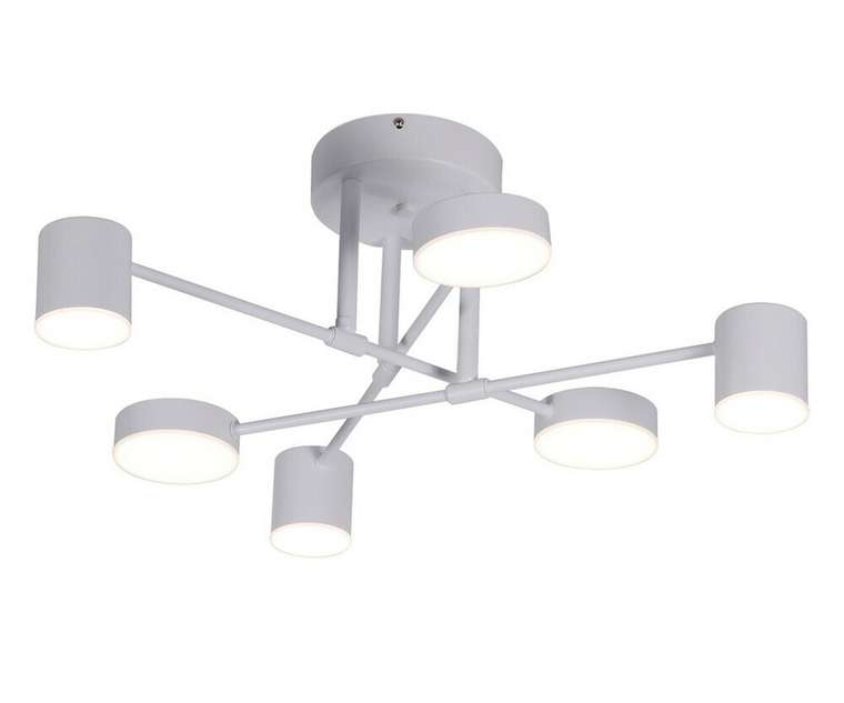 Люстра диммируемая Мекли белый d57 h25 Led 3*12W+3*16W (4000К) с пультом ДУ