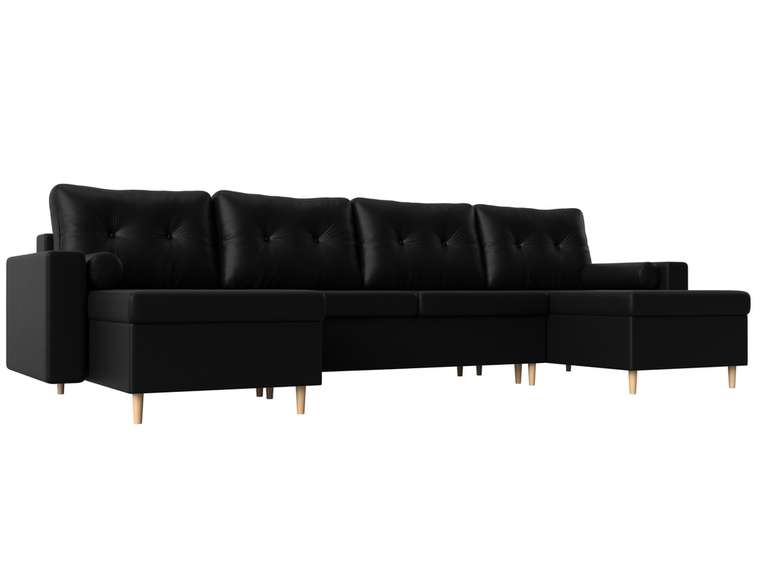 Угловой диван-кровать Белфаст черного цвета (тик-так/экокожа)
