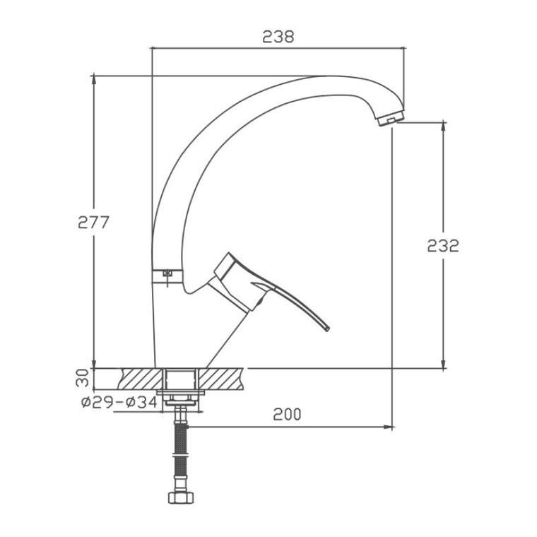 Смеситель для кухни Cron CN4170-2, хром