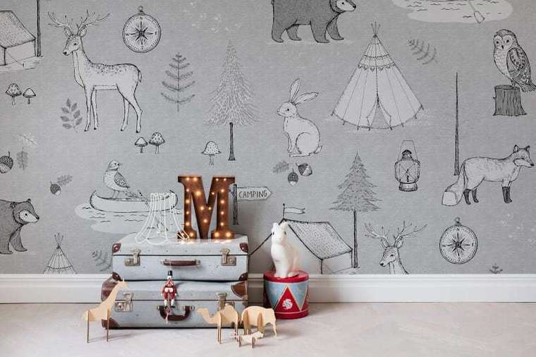 Дизайнерские обои Camping Trip Grey