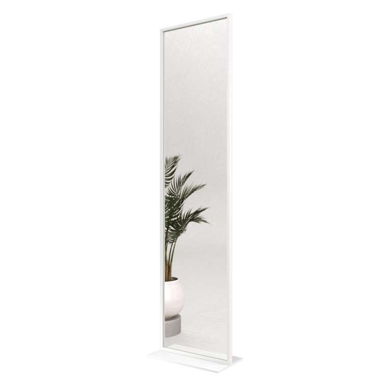 Дизайнерское напольное одностороннее зеркало Zeliso-I в металлической раме белого цвета